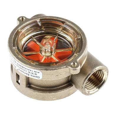 Gems Sensors RFI Series RotorFlow Flow Indicator for Liquid, 15 L/min Min, 75 L/min Max