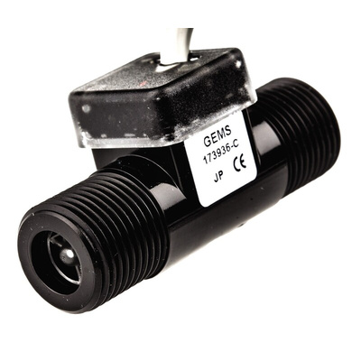 Gems Sensors FT-110 Series Turbine Flow Sensor for Liquid, 0.5 L/min Min, 5 L/min Max