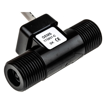 Gems Sensors FT-110 Series Turbine Flow Sensor for Liquid, 1 L/min Min, 10 L/min Max
