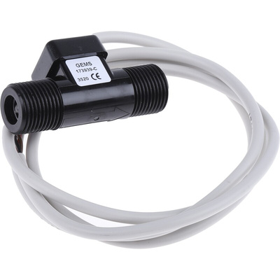 Gems Sensors FT-110 Series Turbine Flow Sensor for Liquid, 1 L/min Min, 15 L/min Max