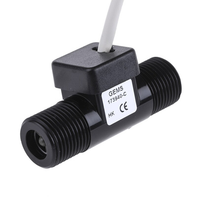 Gems Sensors FT-110 Series Turbine Flow Sensor for Liquid, 1 L/min Min, 25 L/min Max