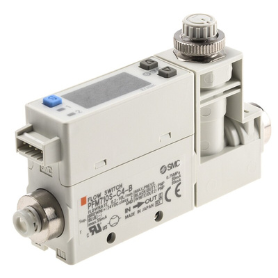 SMC Compact Mount Flow Controller, 0.2 → 10 L/min, PNP Output, 24 V dc, 4 mm Pipe
