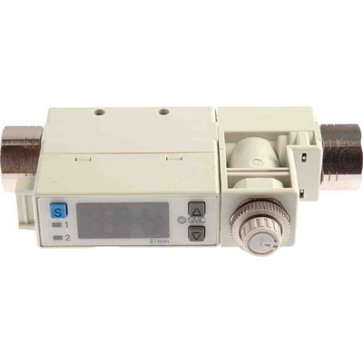 SMC Compact Mount Flow Controller, 0.2 → 10 L/min, PNP Output, 24 V dc, 1/8 in Pipe