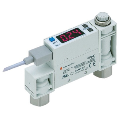 SMC Compact Mount Flow Controller, 0.5 → 25 L/min, PNP Output, 24 V dc, 6 mm Pipe