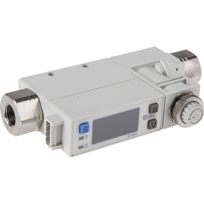 SMC Compact Mount Flow Controller, 1 → 50 L/min, PNP Output, 24 V dc, 1/8 in Pipe