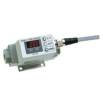 SMC PF2A Series Flow Controller, 500 L/min, PNP Output, 12 → 24 V dc, 1/2 Pipe