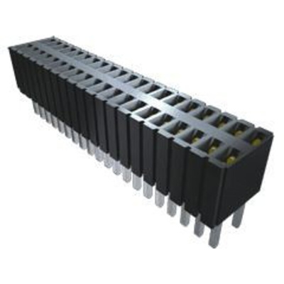 Samtec SLM Series Straight Through Hole Mount PCB Socket, 2-Contact, 1-Row, 1.27mm Pitch, Solder Termination