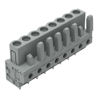 Wago 232 Series Straight PCB Mount PCB Header, 8-Contact, 1-Row, 5mm Pitch, Solder, Through Hole Termination