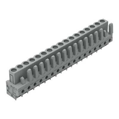 Wago 232 Series Straight PCB Mount PCB Header, 17-Contact, 1-Row, 5mm Pitch, Solder, Through Hole Termination