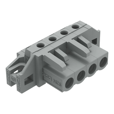Wago 232 Series Angled PCB Mount PCB Header, 4-Contact, 1-Row, 5mm Pitch, Solder, Through Hole Termination