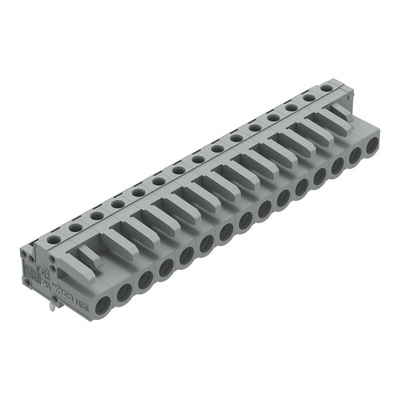 Wago 232 Series Angled PCB Mount PCB Header, 15-Contact, 1-Row, 5mm Pitch, Solder Pin Termination