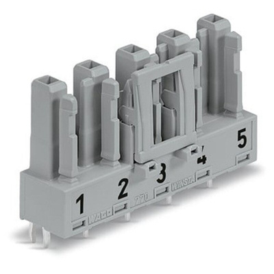 Wago 770 Series Straight PCB Mount PCB Socket, 5-Contact, 1-Row, 10mm Pitch, Cage Clamp Termination
