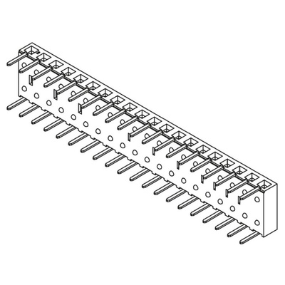 Samtec BCS Series Right Angle Through Hole Mount PCB Socket, 20-Contact, 1-Row, 2.54mm Pitch, Through Hole Termination