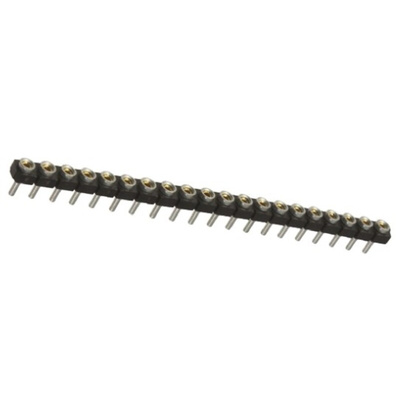Samtec SL Series Straight Through Hole Mount PCB Socket, 20-Contact, 1-Row, 2.54mm Pitch, Solder Termination