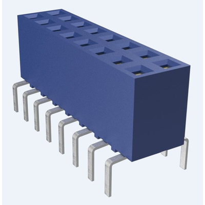 Amphenol Communications Solutions Dubox Series Straight Through Hole Mount PCB Socket, 16-Contact, 2-Row, 2.54mm Pitch,