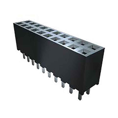 Samtec SQW Series Straight Through Hole Mount PCB Socket, 24-Contact, 2-Row, 2mm Pitch, Solder Termination