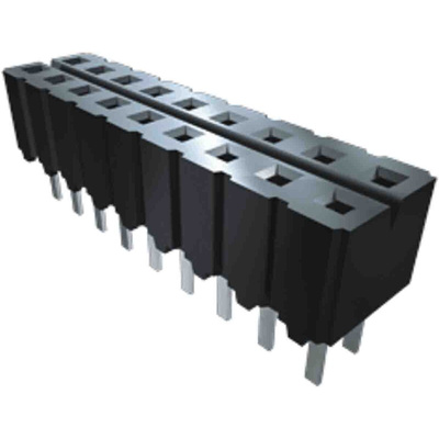 Samtec CES Series Vertical Through Hole Mount PCB Socket, 20-Contact, 2-Row, 2.54mm Pitch, Solder Termination