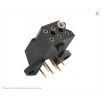 Souriau SMS Series Right Angle PCB Mount PCB Socket, 6-Contact, 2-Row, 5.08mm Pitch, Solder Termination