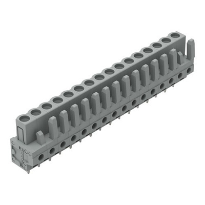 Wago 232 Series Straight PCB Mount PCB Header, 16-Contact, 1-Row, 5mm Pitch, Solder Termination