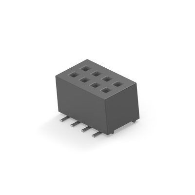 TE Connectivity 1MM-R Series Vertical Board Mount PCB Socket, 8-Contact, 2-Row, 1mm Pitch, Surface Mount Termination