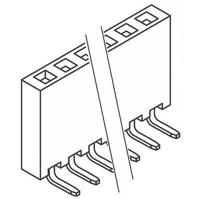 Samtec SSQ Series Right Angle Through Hole Mount PCB Socket, 18-Contact, 1-Row, 2.54mm Pitch, Solder Termination