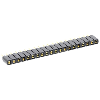 Samtec SSA Series Straight Through Hole Mount PCB Socket, 20-Contact, 1-Row, 2.54mm Pitch, Solder Termination