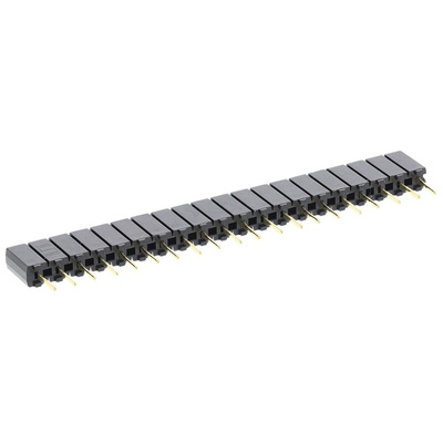 Samtec SSA Series Straight Through Hole Mount PCB Socket, 20-Contact, 1-Row, 2.54mm Pitch, Solder Termination