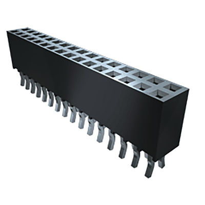 Samtec SSQ Series Straight Through Hole Mount PCB Socket, 40-Contact, 2-Row, 2.54mm Pitch, Solder Termination