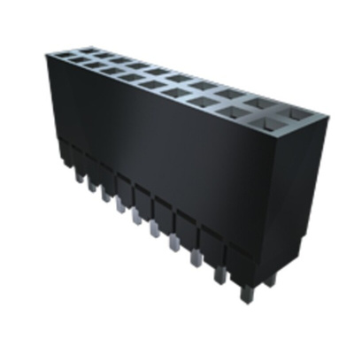 Samtec ESW Series Straight Through Hole Mount PCB Socket, 2-Contact, 1-Row, 2.54mm Pitch, Solder Termination