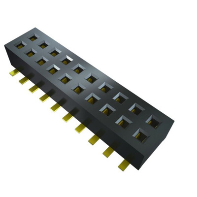 Samtec CLP Series Right Angle Surface Mount PCB Socket, 12-Contact, 2-Row, 1.27mm Pitch, Solder Termination