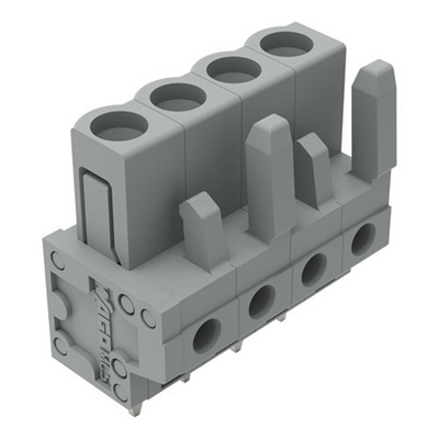 Wago 232 Series Straight PCB Mount PCB Header, 4-Contact, 1-Row, 5mm Pitch, Solder Termination