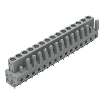 Wago 232 Series Straight PCB Mount PCB Header, 15-Contact, 1-Row, 5mm Pitch, Solder Termination
