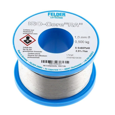 Felder Lottechnik 1mm Wire Lead solder, +183°C Melting Point