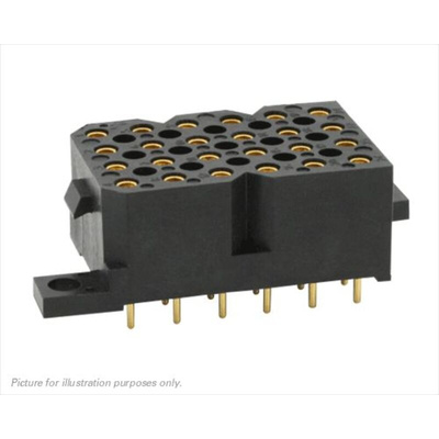 Souriau SMS Series Straight PCB Mount PCB Socket, 24-Contact, 6-Row, 5.08mm Pitch, Solder Termination