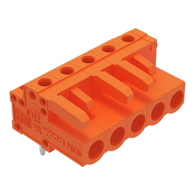 Wago 232 Series Angled PCB Mount PCB Header, 5-Contact, 1-Row, 5.08mm Pitch, Solder Termination