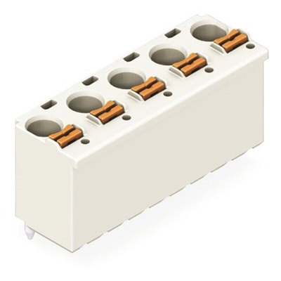 Wago 2092 Series Straight Push-In PCB Connector, 4-Contact, 1-Row, 7.5mm Pitch, Solder Termination