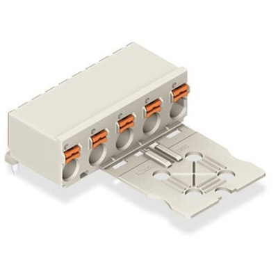 Wago 2092 Series Angled Push-In PCB Connector, 4-Contact, 1-Row, 7.5mm Pitch, Solder Pin Termination