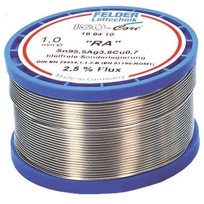 Felder Lottechnik 1mm Wire Lead Free Solder, +217°C Melting Point