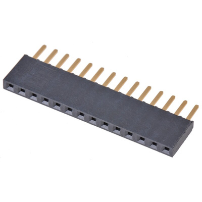 Samtec SSW Series Straight Through Hole Mount PCB Socket, 14-Contact, 1-Row, 2.54mm Pitch, Solder Termination
