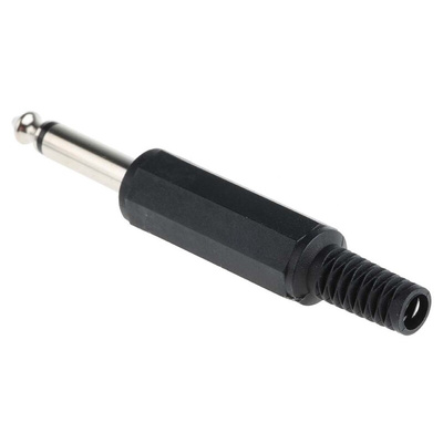 RS PRO Jack Connector 6.35 mm Cable Mount Mono Plug, 2Pole