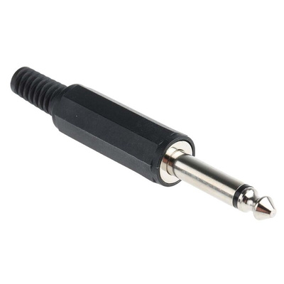 RS PRO Jack Connector 6.35 mm Cable Mount Mono Plug, 2Pole