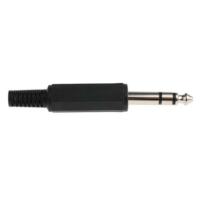 RS PRO Jack Connector 6.35 mm Cable Mount Stereo Plug, 3Pole