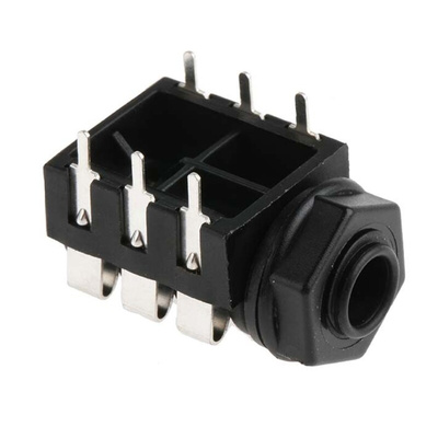 RS PRO Jack Connector 6.35 mm Through Hole Stereo Socket, 3Pole 3A
