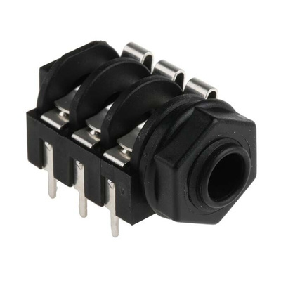 RS PRO Jack Connector 6.35 mm Through Hole Stereo Socket, 3Pole 3A