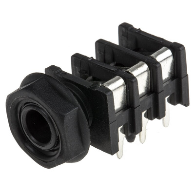 RS PRO Jack Connector 6.35 mm PCB Mount Stereo Socket, 3Pole
