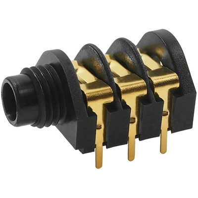 RS PRO Jack Connector 6.35 mm Panel Mount Stereo Socket, 3Pole 5A
