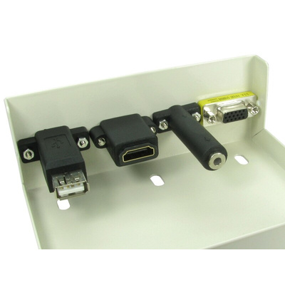 RS PRO 4 Way Female 3.5 mm Stereo Socket, HDMI, USB Type B to Type A, VGA Audio & Video Faceplate