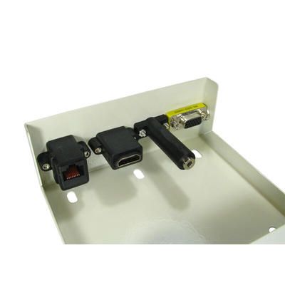 RS PRO 4 Way Female 3.5 mm Stereo Socket,HDMI, RJ 45, VGA Audio & Video Faceplate