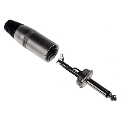 RS PRO Jack Connector 6.35 mm Cable Mount Mono Plug, 2Pole