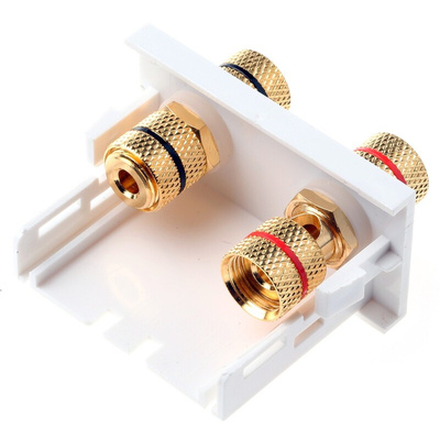 RS PRO Double Gang 4 Way Female Banana Socket Faceplate